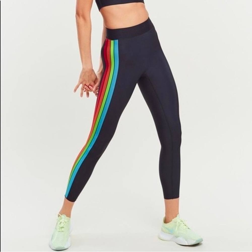 ULTRACOR Stripe Bonding Leggings Size Small. Rainbow stripe